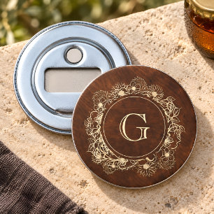 Rustic Gold Monogram Wedding Bottle Opener