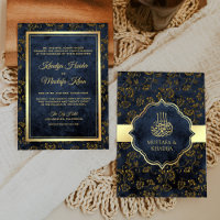 Rustic Gold Navy Blue Filigree Muslim Wedding