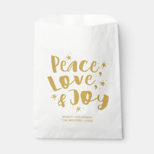 Rustic Gold Peace Love Joy Christmas Favour Bag