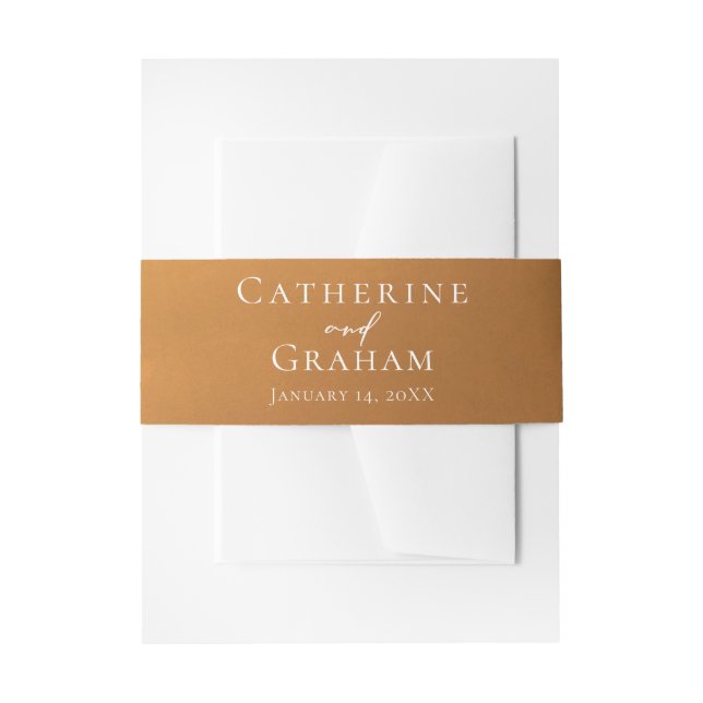 Rustic Gold Personalized Wedding Invitation Belly Band (Front Example)
