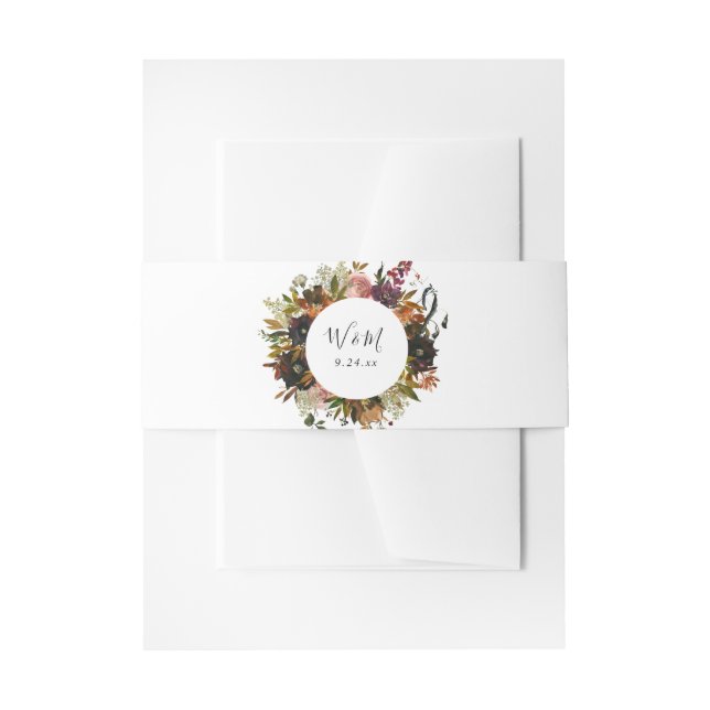 Rustic Gold, Purple, & Blush Pink Floral 3 Invitation Belly Band (Front Example)