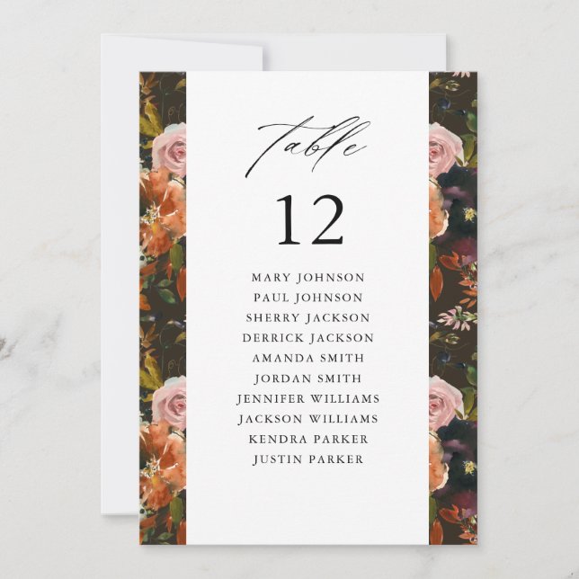 Rustic Gold, Purple Bro Table Number Seating Chart (Front)
