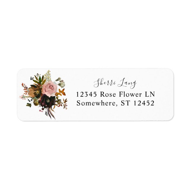 Rustic Gold, Purple & Pink Floral 2 Return Address (Front)