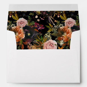 Rustic Gold, Purple, & Pink Floral V2- White/Black Envelope