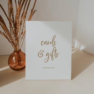 Rustic Gold Script Cards and Gifts Pedestal Sign