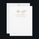 Rustic Gold Script Date Night Idea Advice Card<br><div class="desc">These rustic gold script date night idea cards are the perfect activity for a country wedding reception or bridal shower. The simple and modern gold and white design features unique whimsical handwritten calligraphy lettering with a contemporary minimalist boho style. Customizable in any colour. Keep the design minimal and simplistic, as...</div>