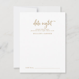 Rustic Gold Script Date Night Idea Advice Card