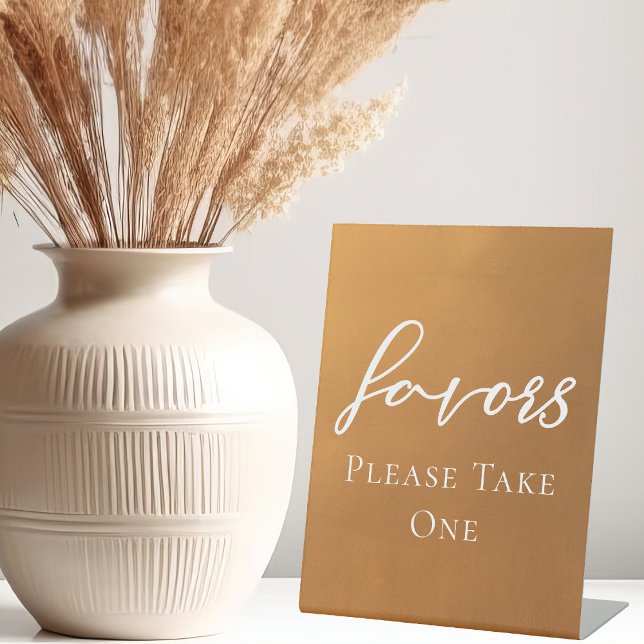 Rustic Gold Script Fall Wedding Party Favours Pedestal Sign (Creator Uploaded)