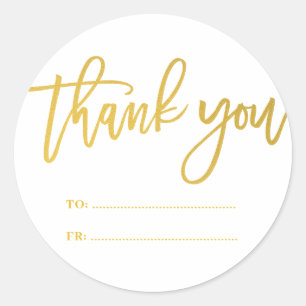 Rustic Gold Script Handwriting Thank You Gift Tag