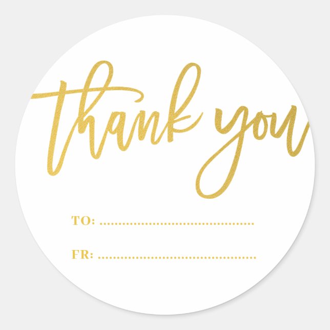 Rustic Gold Script Handwriting Thank You Gift Tag (Front)