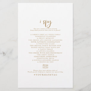 Rustic Gold Script I Spy Wedding Photo Scavenger Flyer