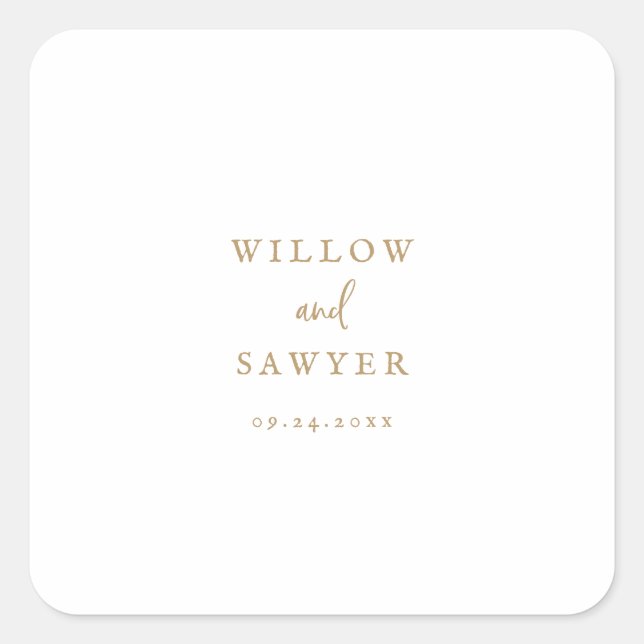 Rustic Gold Script Wedding Envelope Seals (Front)
