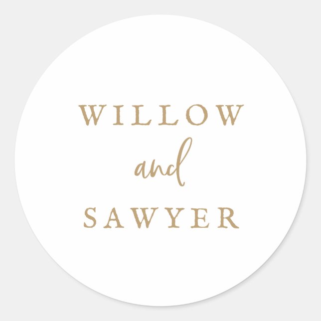 Rustic Gold Script Wedding Envelope Seals (Front)
