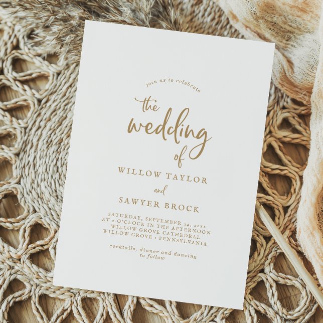 Rustic Gold Script Wedding Invitation (Creator Uploaded)