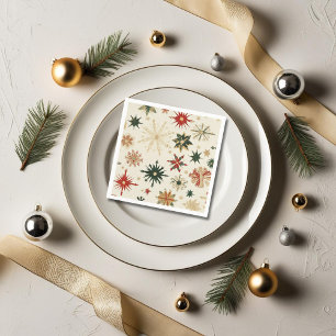 Rustic Gold Snowflakes pattern Christmas Napkin