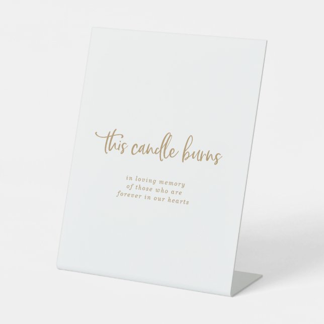 Rustic Gold This Candle Burns Wedding Memorial Pedestal Sign (Front)