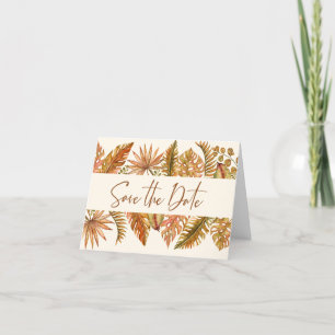 Rustic Gold Tropical Save the Date Folded Card