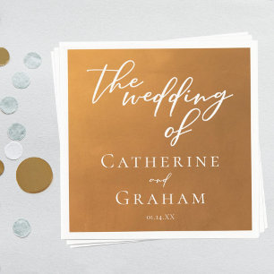 Rustic Gold Typography Custom Wedding Napkin