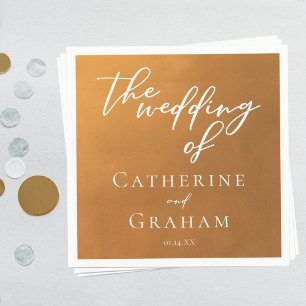 Rustic Gold Typography Earth Tone Fall Wedding Napkin