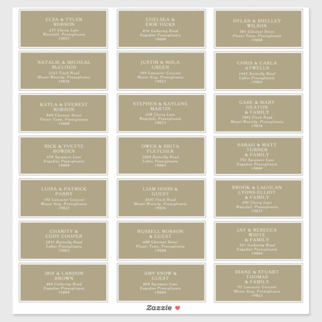 Rustic Gold Typography Guest Address Labels (Sheet)