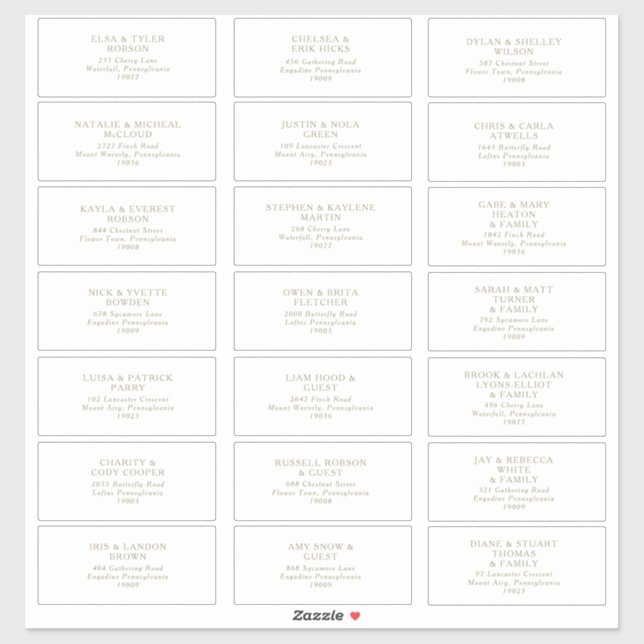 Rustic Gold Typography Guest Address Labels (Sheet)