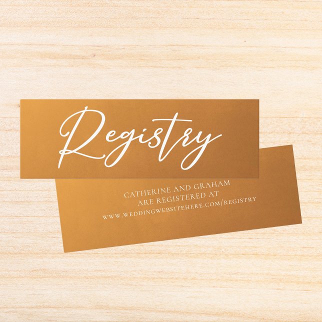 Rustic Gold Typography Simple Wedding Registry Mini Business Card (Creator Uploaded)