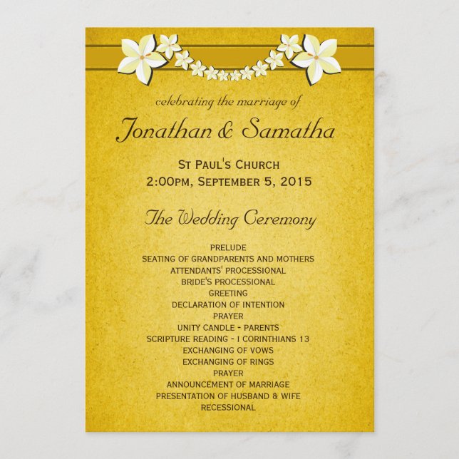 Rustic Gold Wedding Program Ceremony & Party (Front)