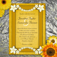 Rustic Gold White Floral Custom Wedding Invitation