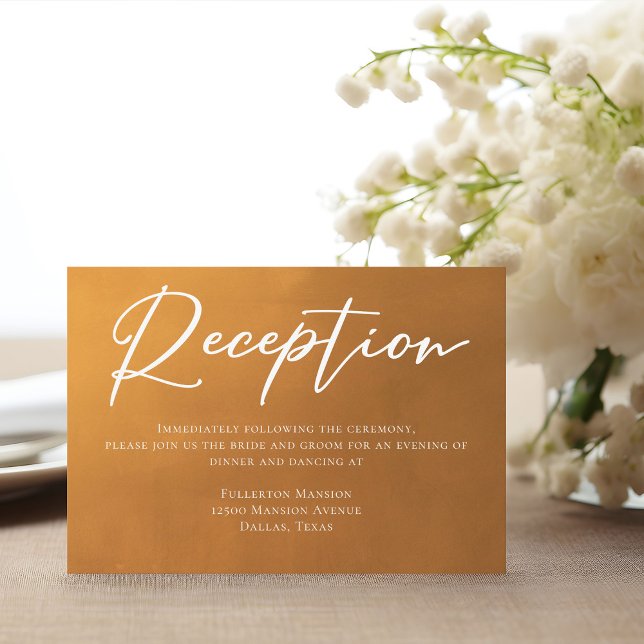 Rustic Gold White Script Wedding Reception Enclosure Card (Creator Uploaded)