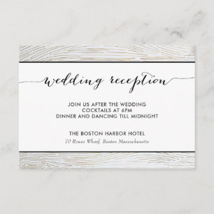 Rustic Gold Wood Grain Wedding Reception Card