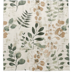Rustic Golden Brown and Green Leaves on Cream