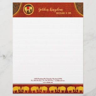 Rustic Golden Elephants Spa Business Letterhead
