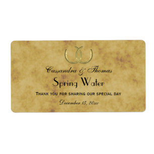 Rustic Golden Horseshoes Distressed Water Label