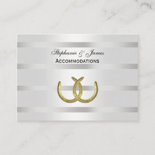 Rustic Golden Horseshoes Silver Wht Accommodations Enclosure Card