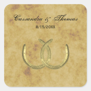Rustic Golden Horseshoes Silver Wht envelope seals