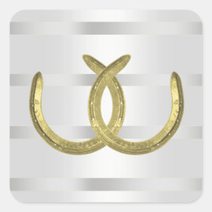 Rustic Golden Horseshoes Silver Wht envelope seals
