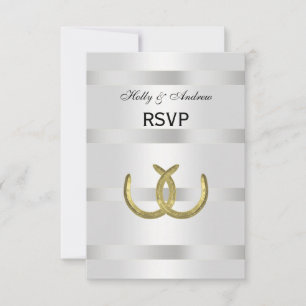 Rustic Golden Horseshoes Silver Wht RSVP