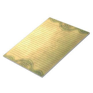 Rustic Golden Mustard Lined Ornamental Stationery Notepad