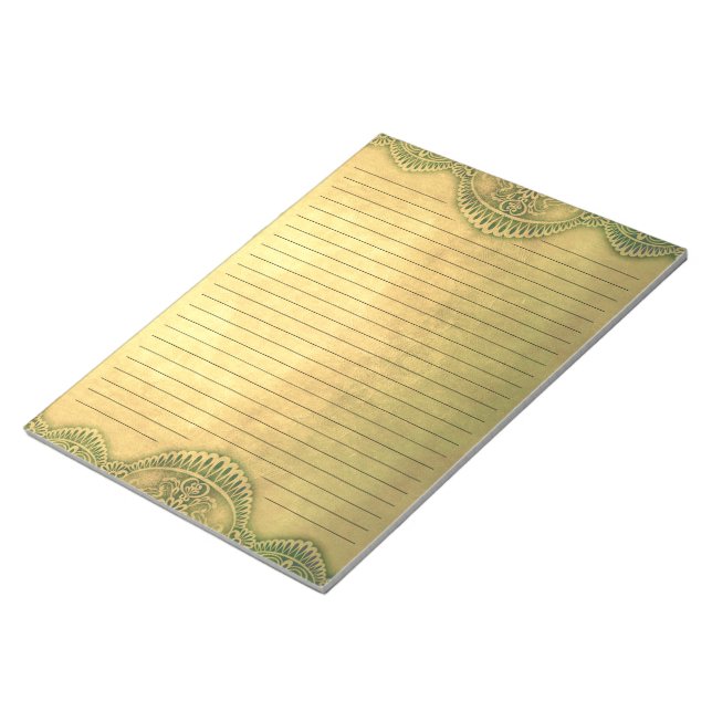 Rustic Golden Mustard Lined Ornamental Stationery Notepad (Angled)