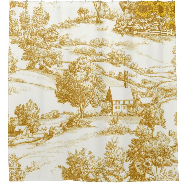 Rustic Golden Sunflower Homestead Toile Pattern (Front)