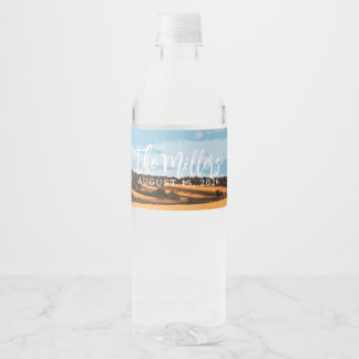 Rustic Golden Wheat Field Sunlit Country Summer Water Bottle Label