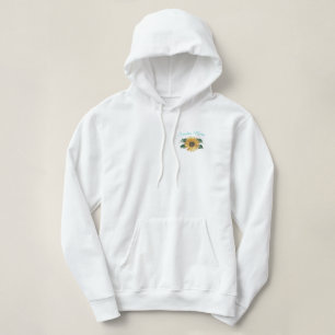 Rustic Golden Yellow Sunflower Teal Script T-Shir Hoodie