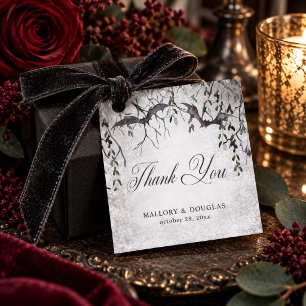 Rustic Gothic Black & Burgundy Halloween Wedding Favour Tags