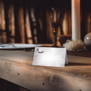 Rustic Gothic Black & Burgundy Halloween Wedding Place Card