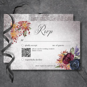 Rustic Gothic Colours Halloween Wedding QR Code RSVP Card