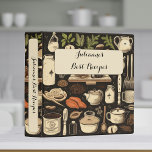 Rustic Gourmet Herbs & Spices Recipe Cookbook Binder<br><div class="desc">This eye-catching rustic recipe binder features a watercolor graphic of rustic cooking tools,  herbs and spices on a black background. Add a name to personalize it. Makes a great bridal shower or Mother's Day gift.</div>