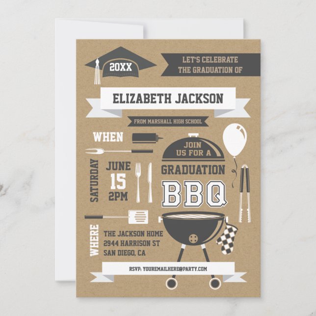Rustic Gradation BBQ Invitation (Front)