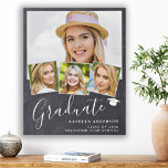 Rustic Graduate 4 Photo Personalized Graduation  Faux Canvas Print<br><div class="desc">Celebrate your graduate and give a special personalized gift with this custom photo collage graduation canvas on a rustic chalkboard slate design. This unique photo collage graduate canvas is will be a treasured keepsake. Customize with 4 of your favourite senior or college photos, and personalize with graduating year, name, high...</div>