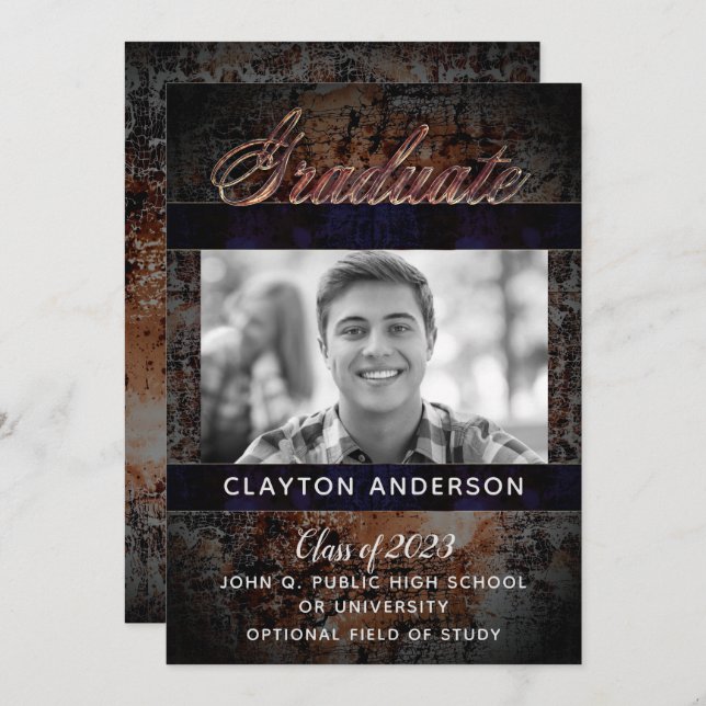 Rustic Graduate Photo Announcement | Party (Front/Back)