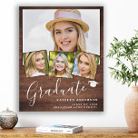 Rustic Graduation 4 Photo Personalized Graduate Faux Canvas Print<br><div class="desc">Celebrate your graduate and give a special personalized gift with this custom photo collage graduation canvas on a rustic wood design. This unique photo collage graduate canvas is will be a treasured keepsake. Customize with 4 of your favourite senior or college photos, and personalize with graduating year, name, high school...</div>